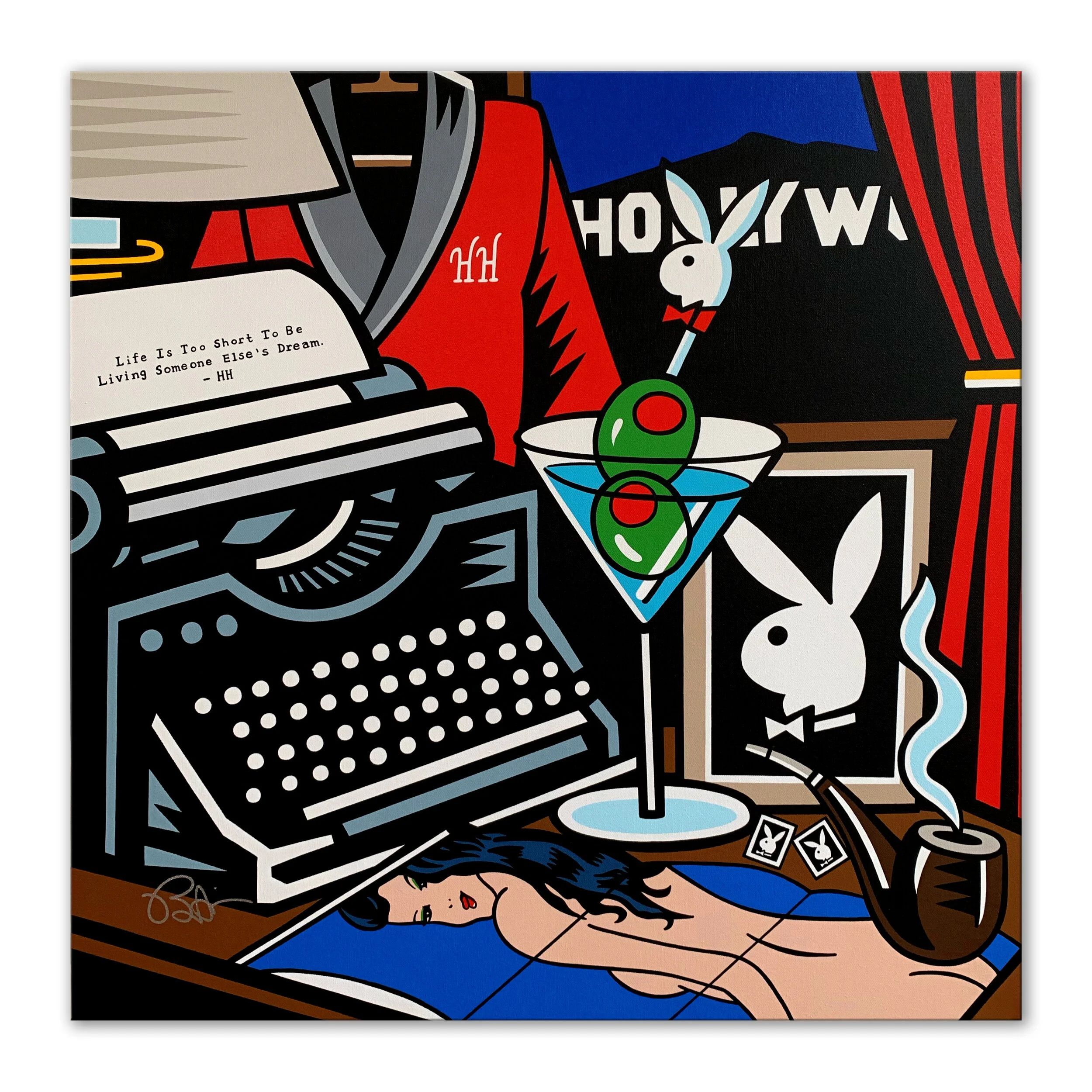 Hugh Hefner Nightstand Portrait