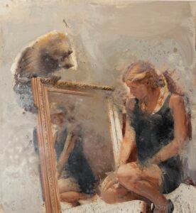 Donna allo specchio e babbuino III